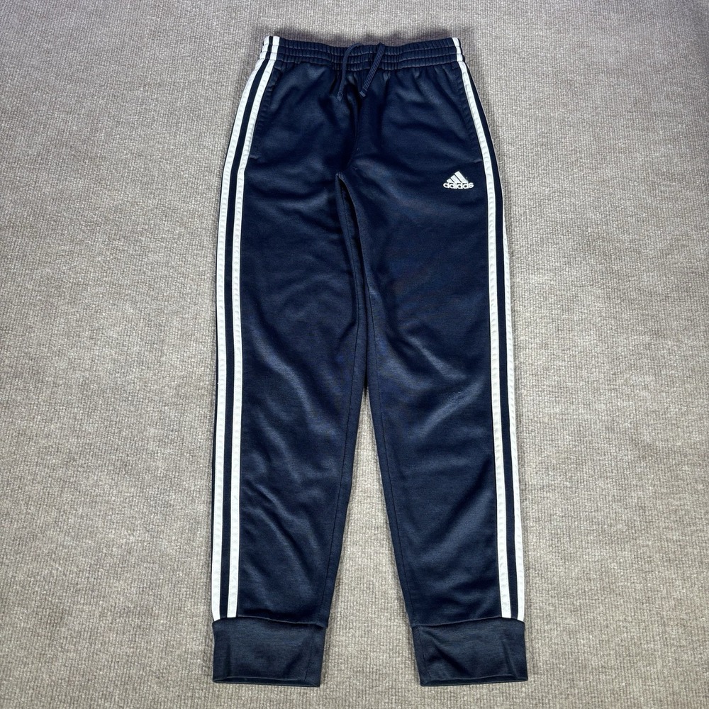 Adidas Track Pants Youth Boys M‎ Blue 3 Striped Tapered Jogger Emboridered